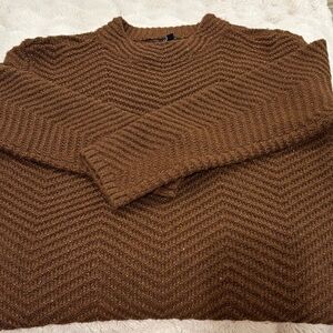 Talbots Women's Brown Crew Neck Sweater with Gold Fleck